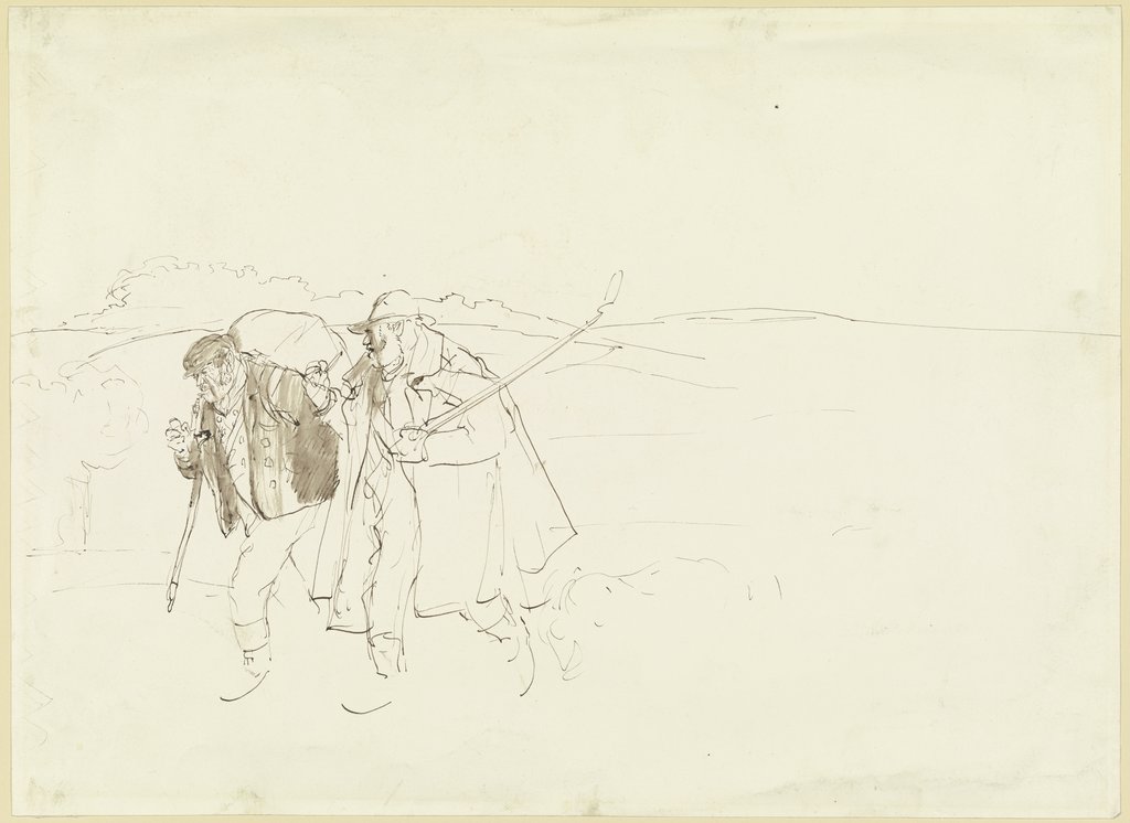 Ein Schäfer und ein Händler auf Wanderschaft