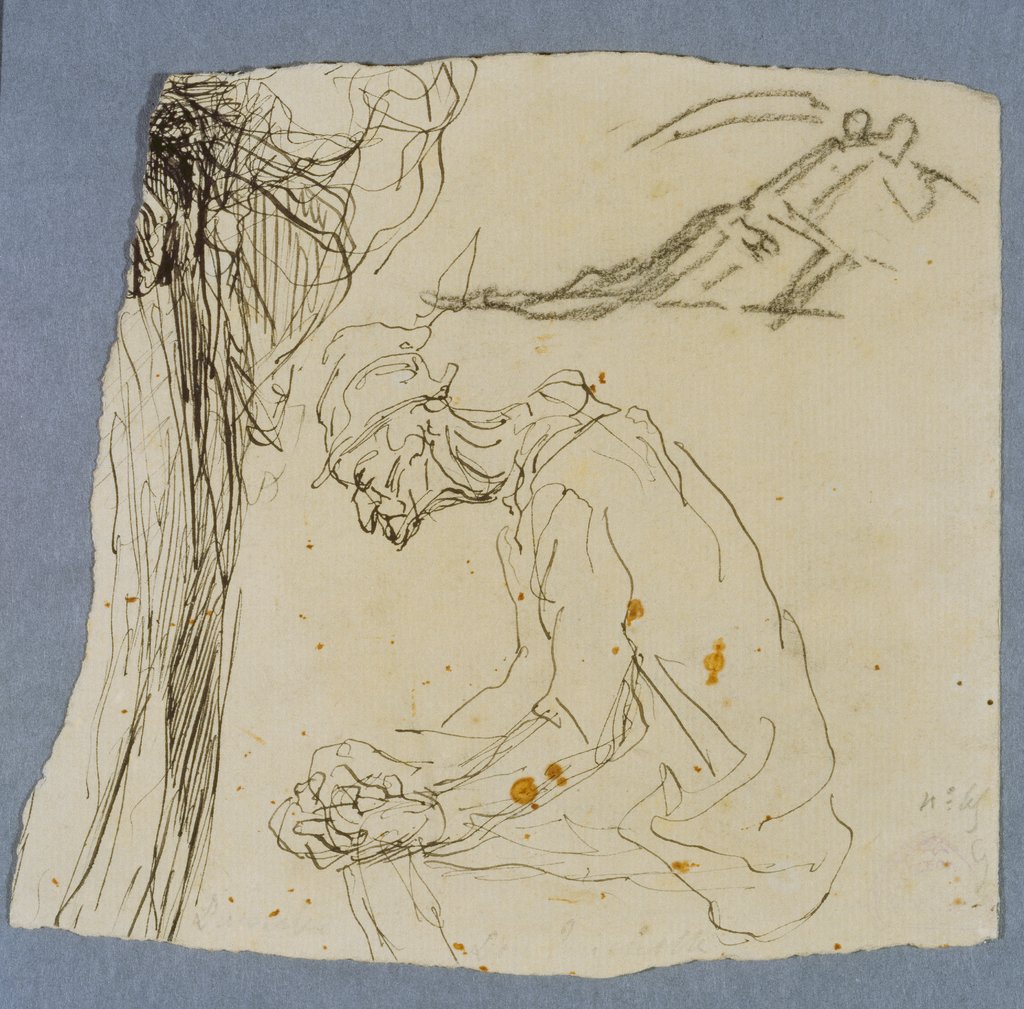Rastender Don Quichote (?) und der Tod als Sensenmann