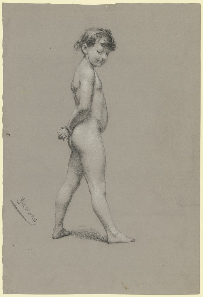Akt nach einem kleinem Mädchen, in ganzer Figur nach rechts