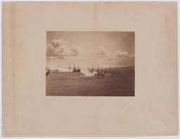 Gustave Le Gray, Salut der französischen Flotte vor Cherbourg, 1858