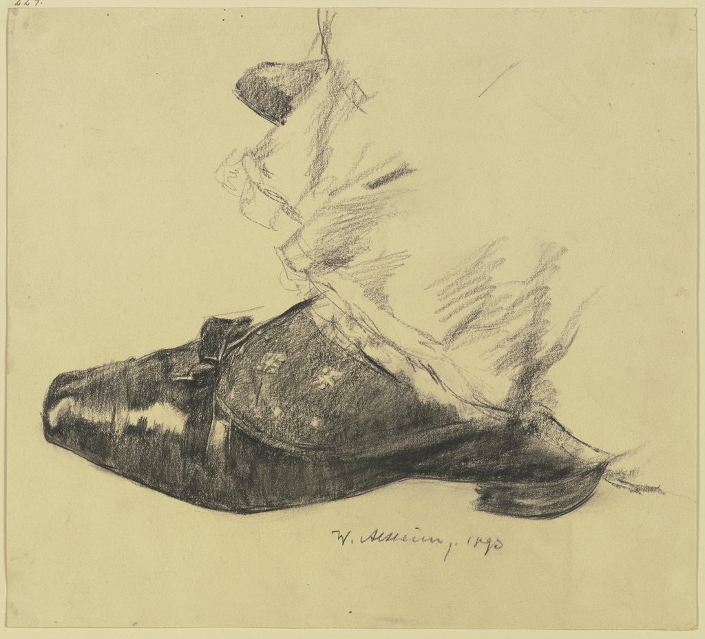 Frauenschuh und der untere Saum des Rockes