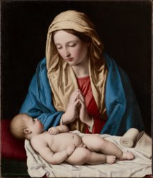 Sassoferrato (Giovanni Battista Salvi), Maria, das Kind anbetend, um 1640 – 1660 ?