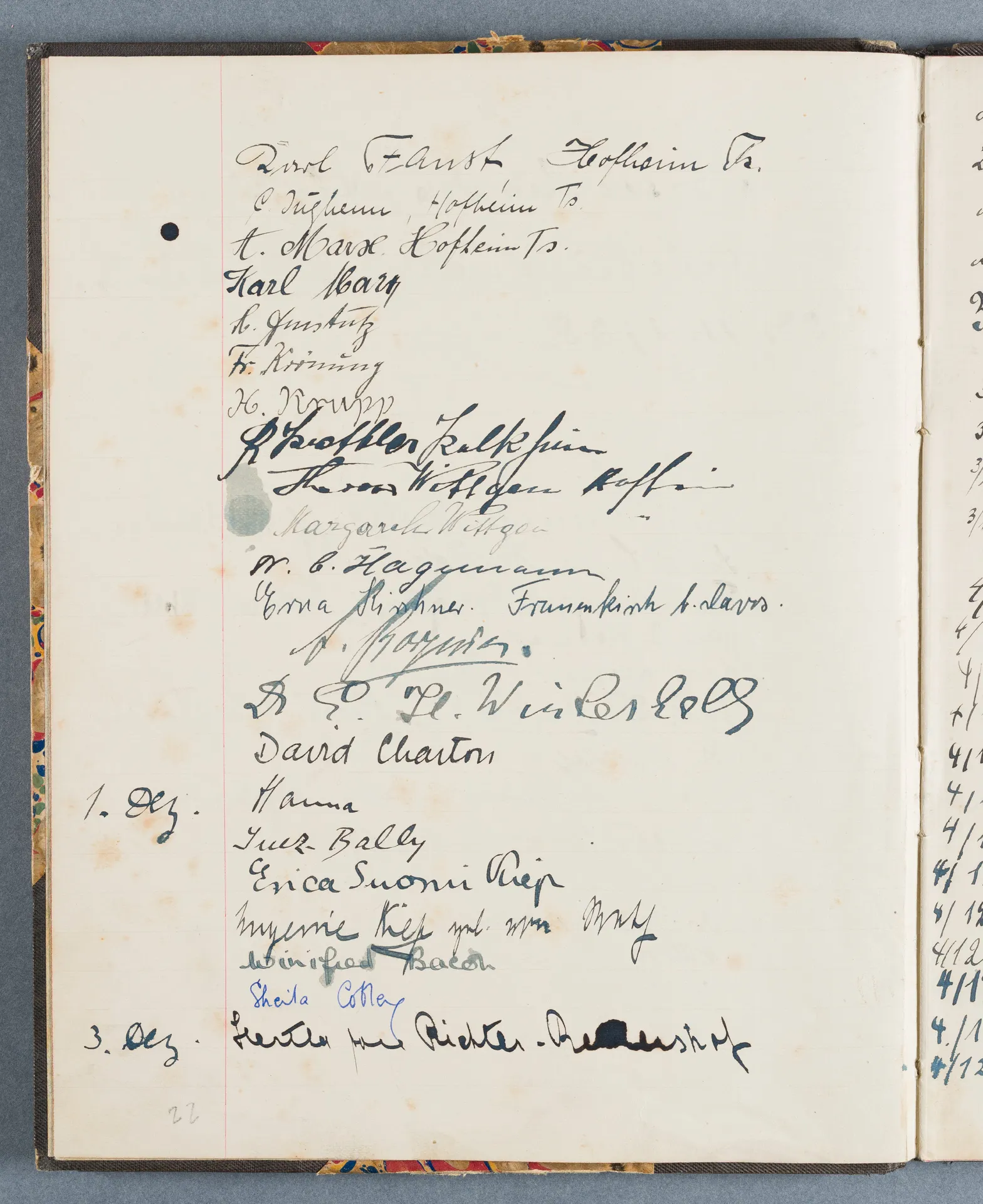 Besucherbuch des Ateliers von Ottilie W. Roederstein in Hofheim am Taunus