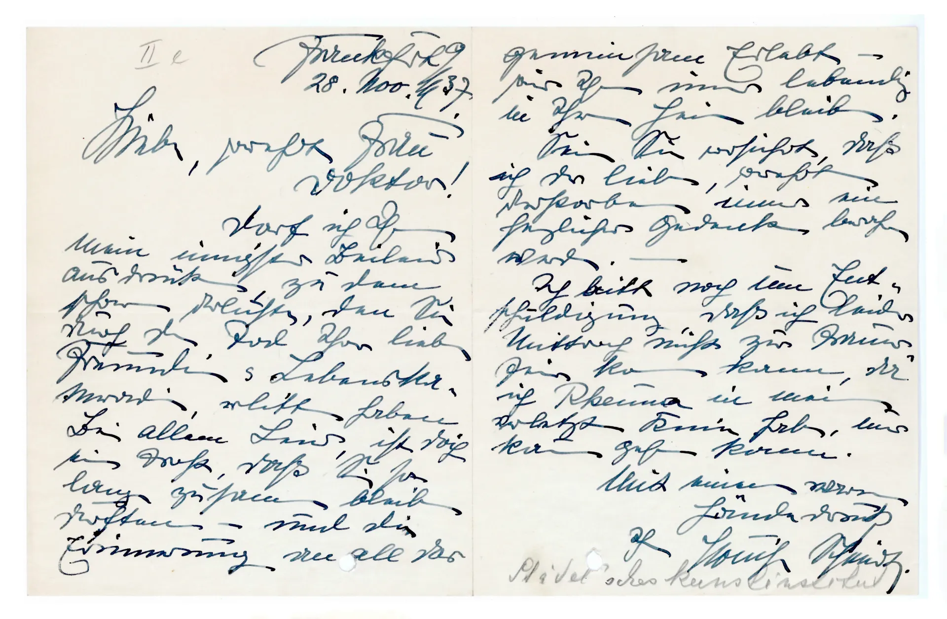 Brief von Louise Schmidt an Elisabeth H. Winterhalter, 28. November 1937