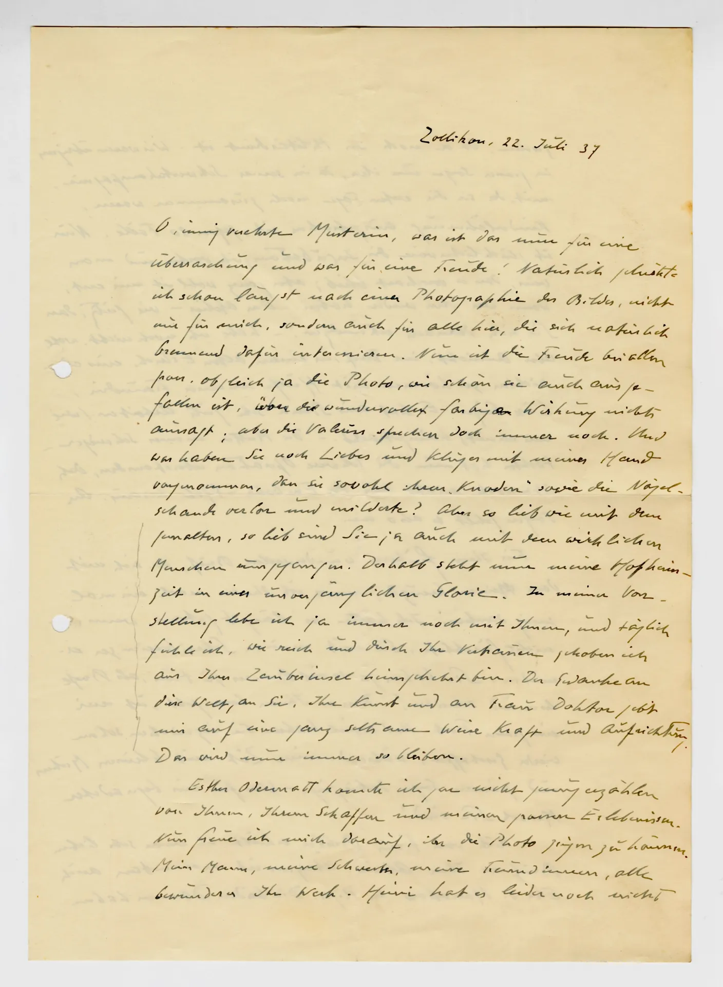Brief von Maria Waser an Ottilie W. Roederstein, 22. Juli 1937