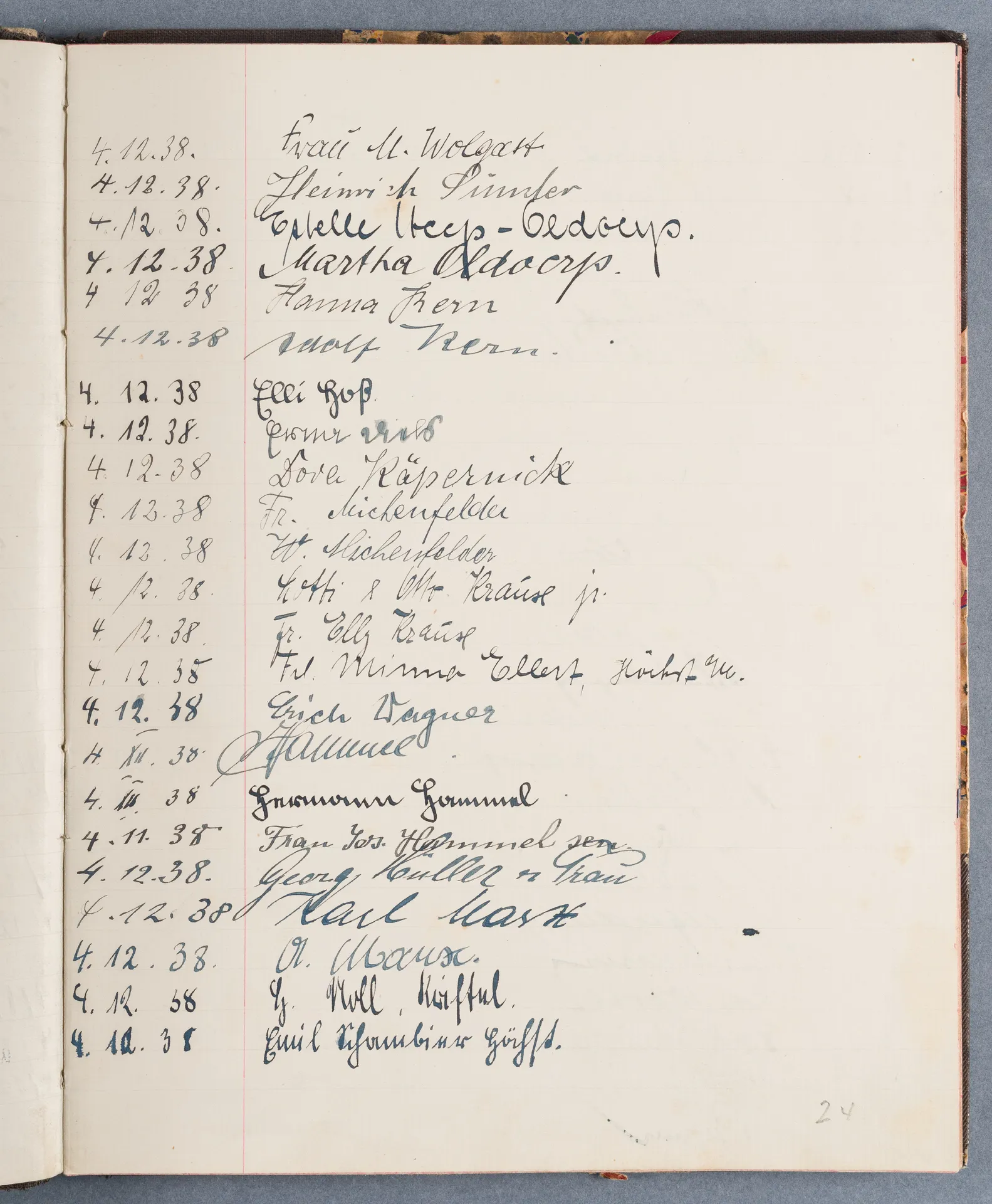 Besucherbuch des Ateliers von Ottilie W. Roederstein in Hofheim am Taunus