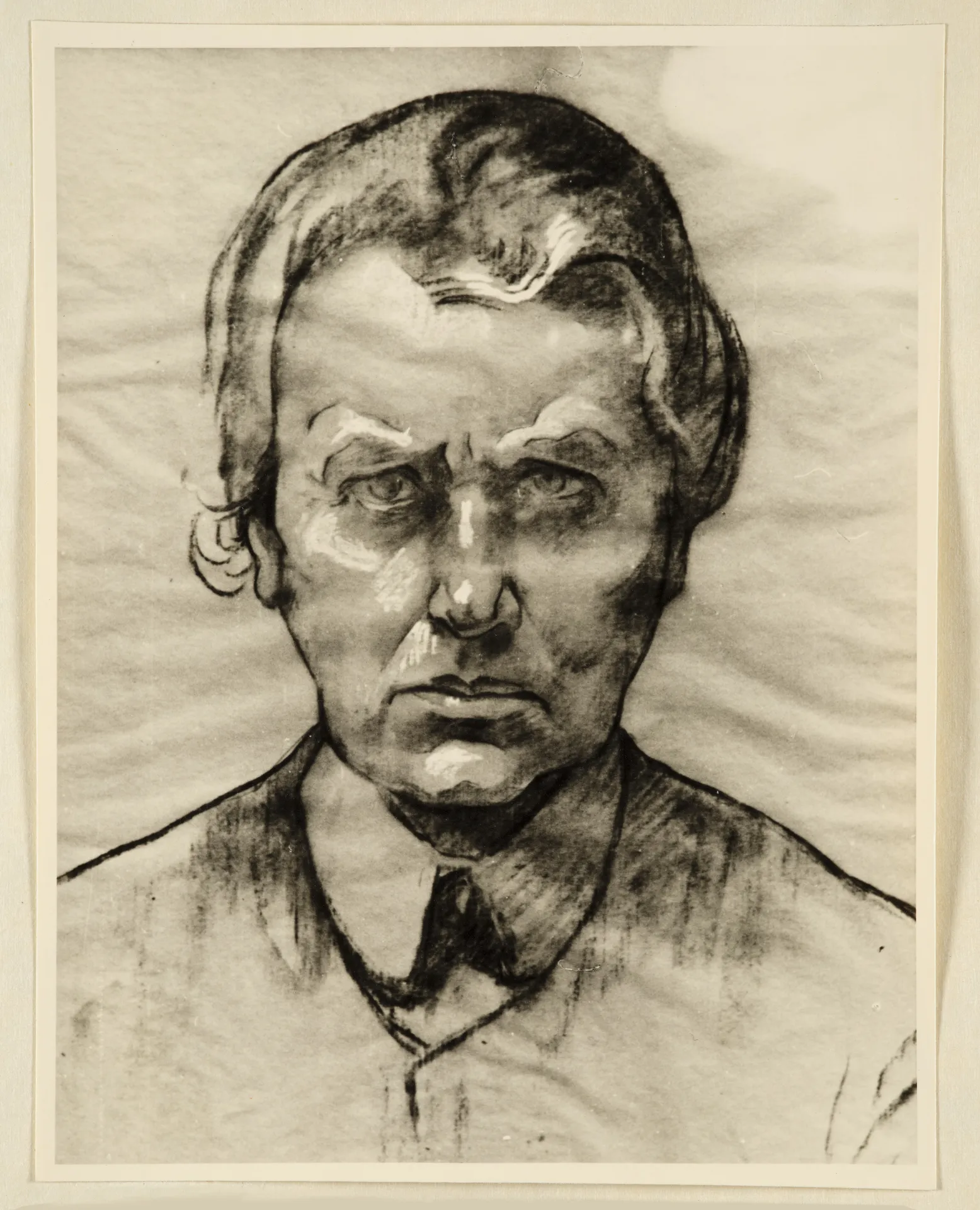 Ottilie W. Roederstein, Selbstbildnis von vorn, Zeichnung, 1934