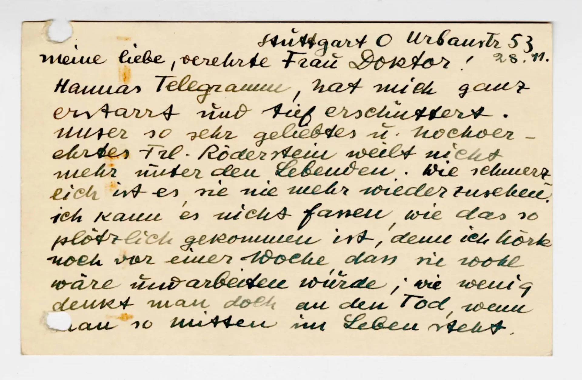 Brief von Ida Kerkovius an Elisabeth H. Winterhalter, 28. November 1937