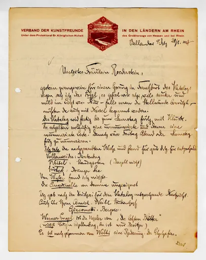 Brief von Wilhelm Schäfer an Ottilie W. Roederstein, 29. Januar 1908