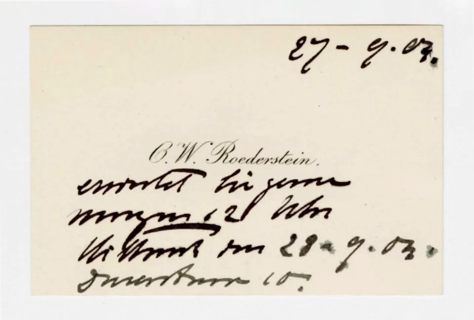 Brief von Ottilie W. Roederstein an Julia Virginia Scheuermann, 27. September 1904
