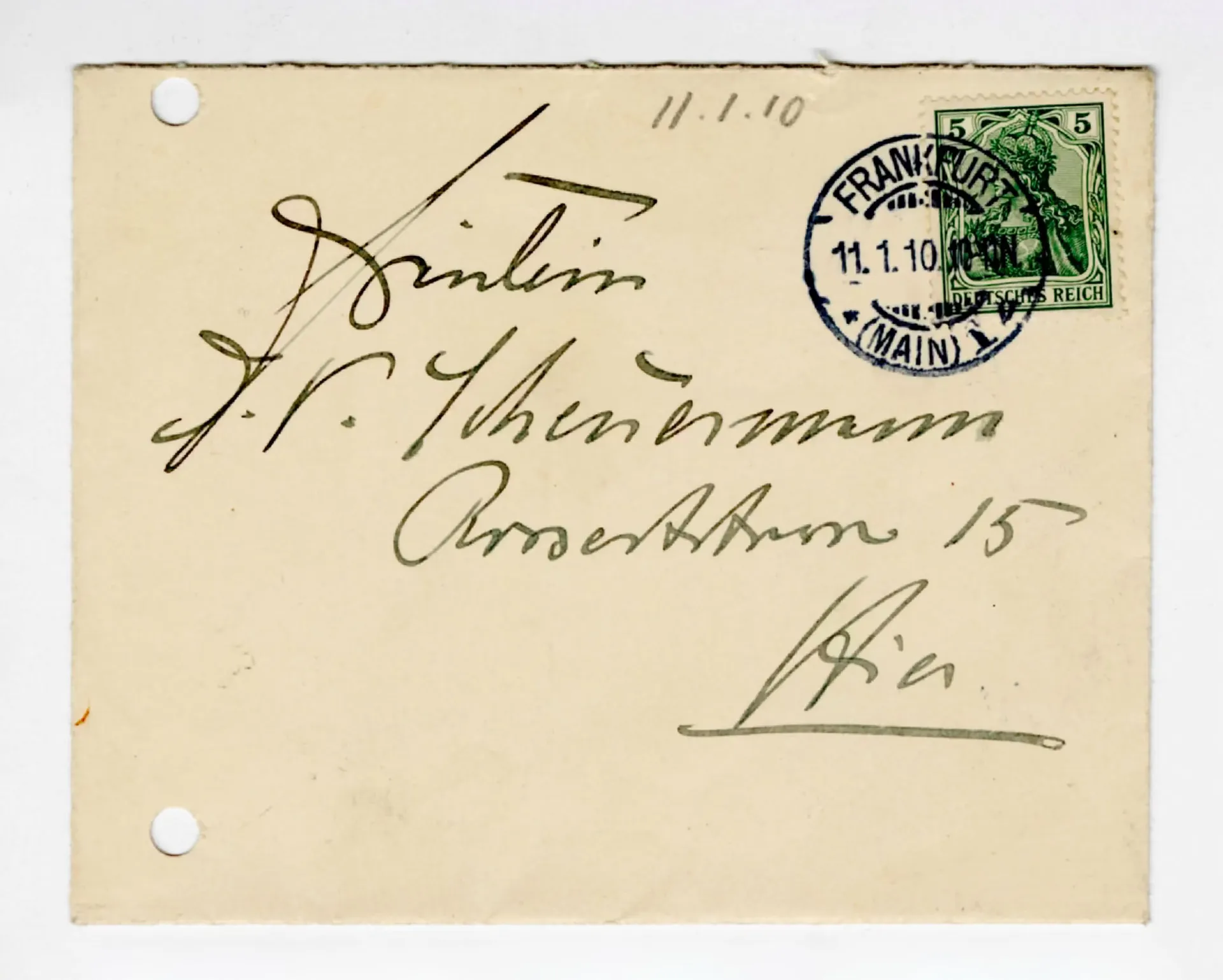 Brief von Ottilie W. Roederstein an Julia Virginia Scheuermann, 11. Januar 1910