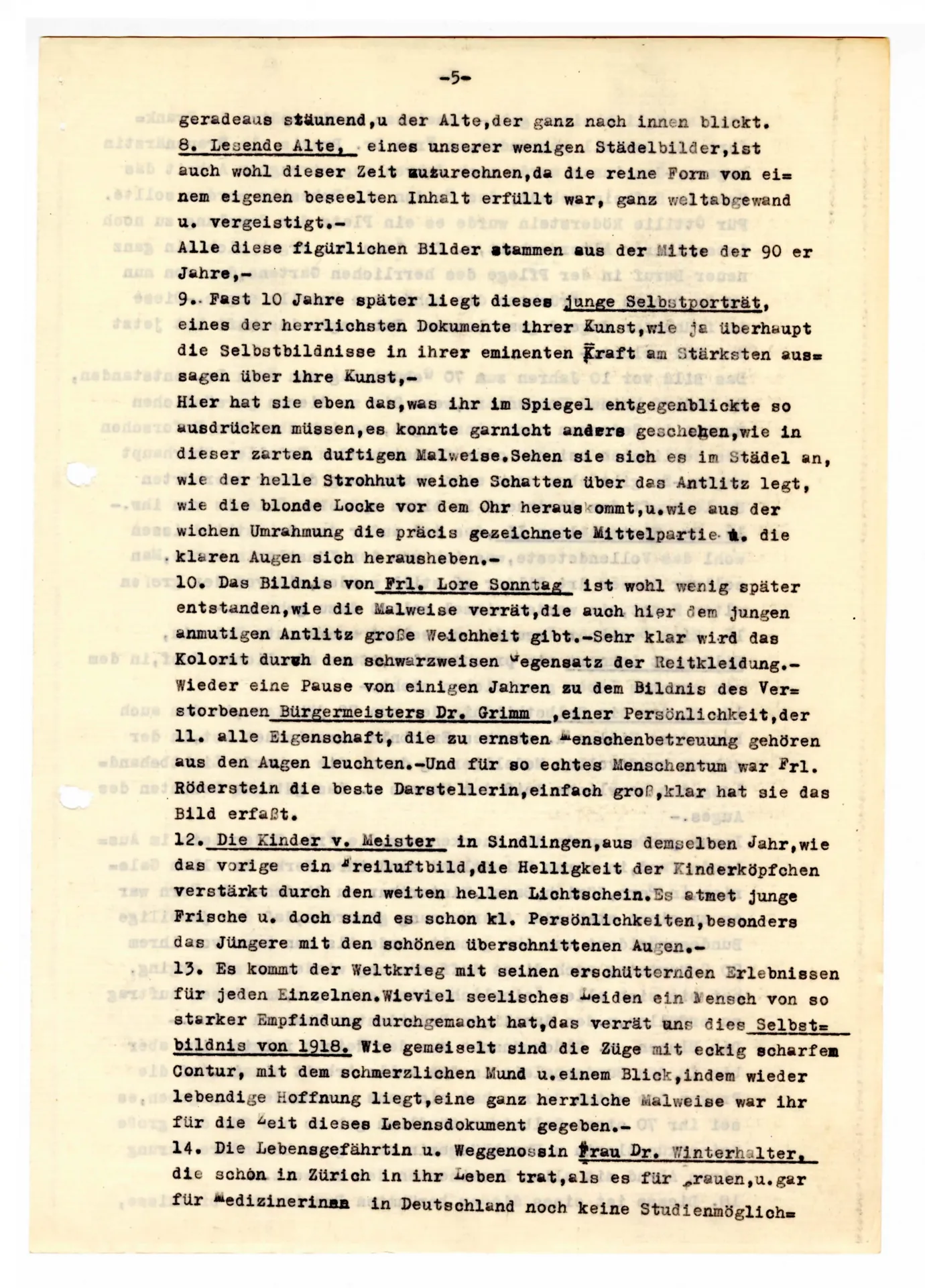 Ottilie W. Roederstein. Worte zu ihrem Gedächtnis, gesprochen am 23. Januar 1938 von Cläre Mehs-Luthmer für die GEDOK Frankfurt (Transkript)