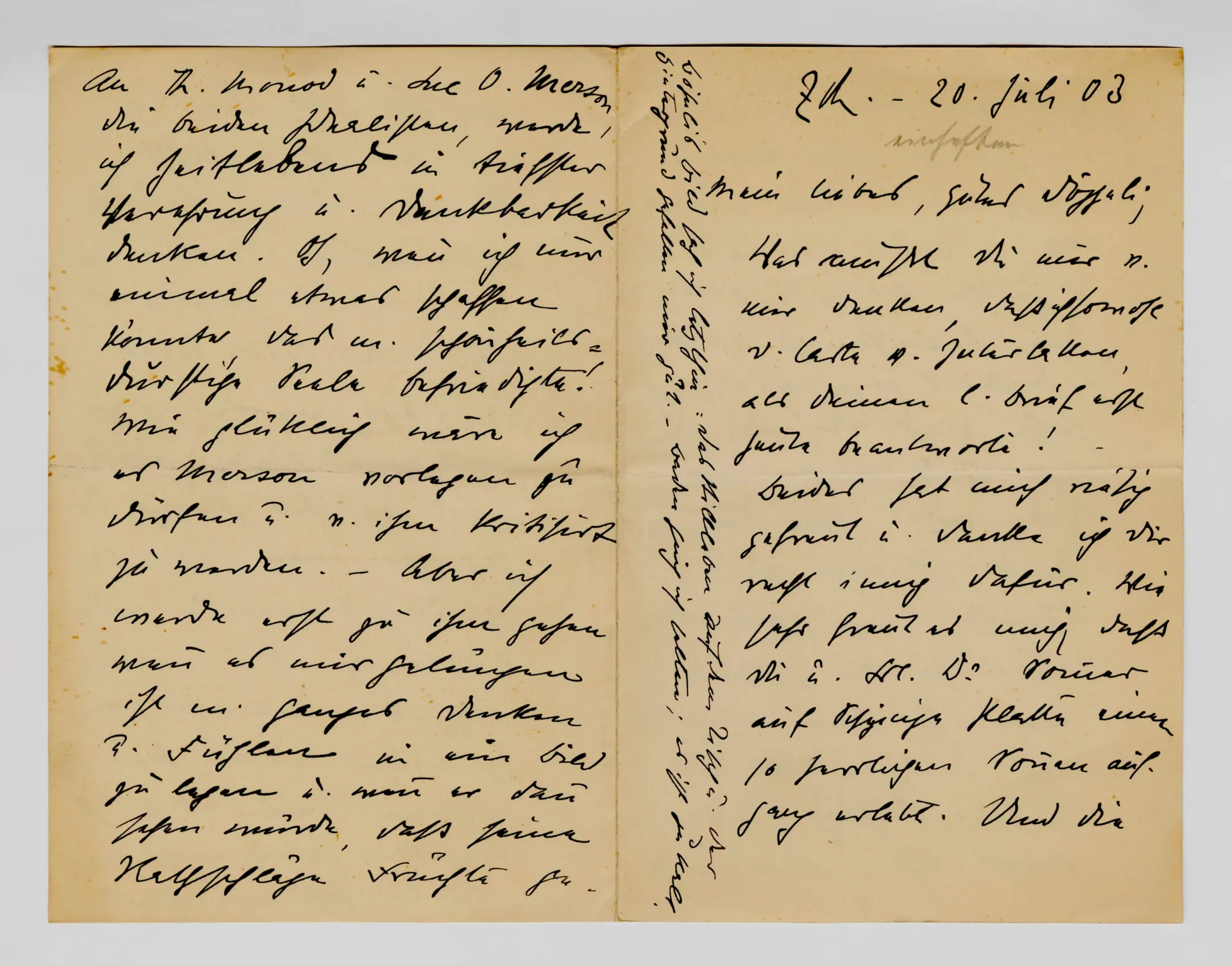 Brief von Anny Stebler-Hopf an Ottilie W. Roederstein, 20. Juli 1903
