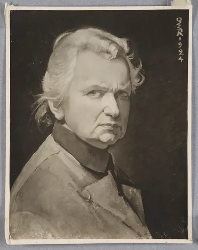 Ottilie W. Roederstein, Selbstbildnis mit rotem Kragen, Gemälde, 1924