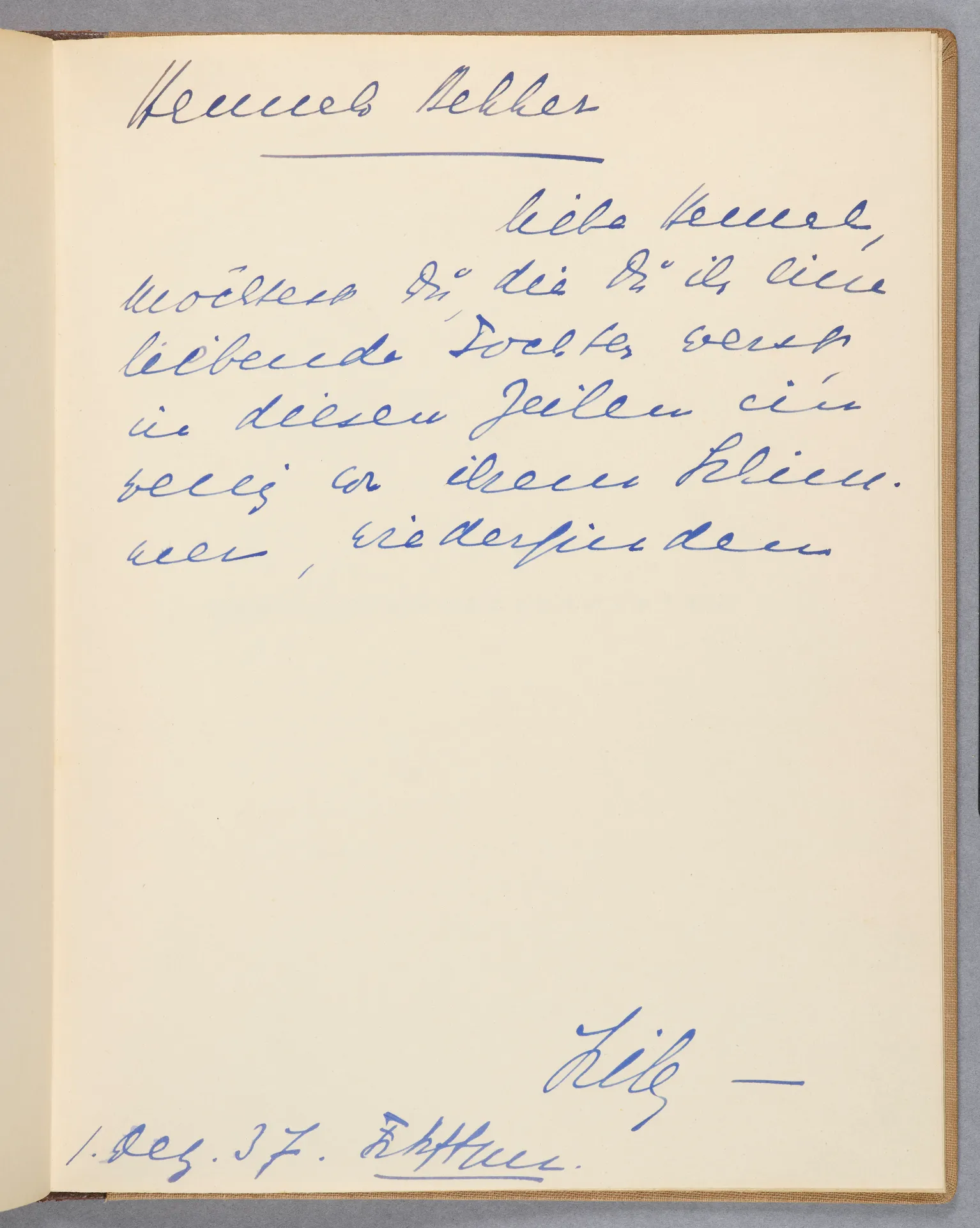 Lilli von Schnitzler-Malinckrodt, Am Sarge Ottilie Roederstein's, Grabrede zum Tod Ottilie W. Roedersteins, mit Widmung an Hanna Bekker vom Rath, 1937