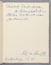 Lilli von Schnitzler-Malinckrodt, Am Sarge Ottilie Roederstein's, Grabrede zum Tod Ottilie W. Roedersteins, mit Widmung an Elisabeth H. Winterhalter, 1937