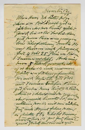 Brief von Ottilie W. Roederstein an Elisabeth H. Winterhalter, 12. Oktober 1937