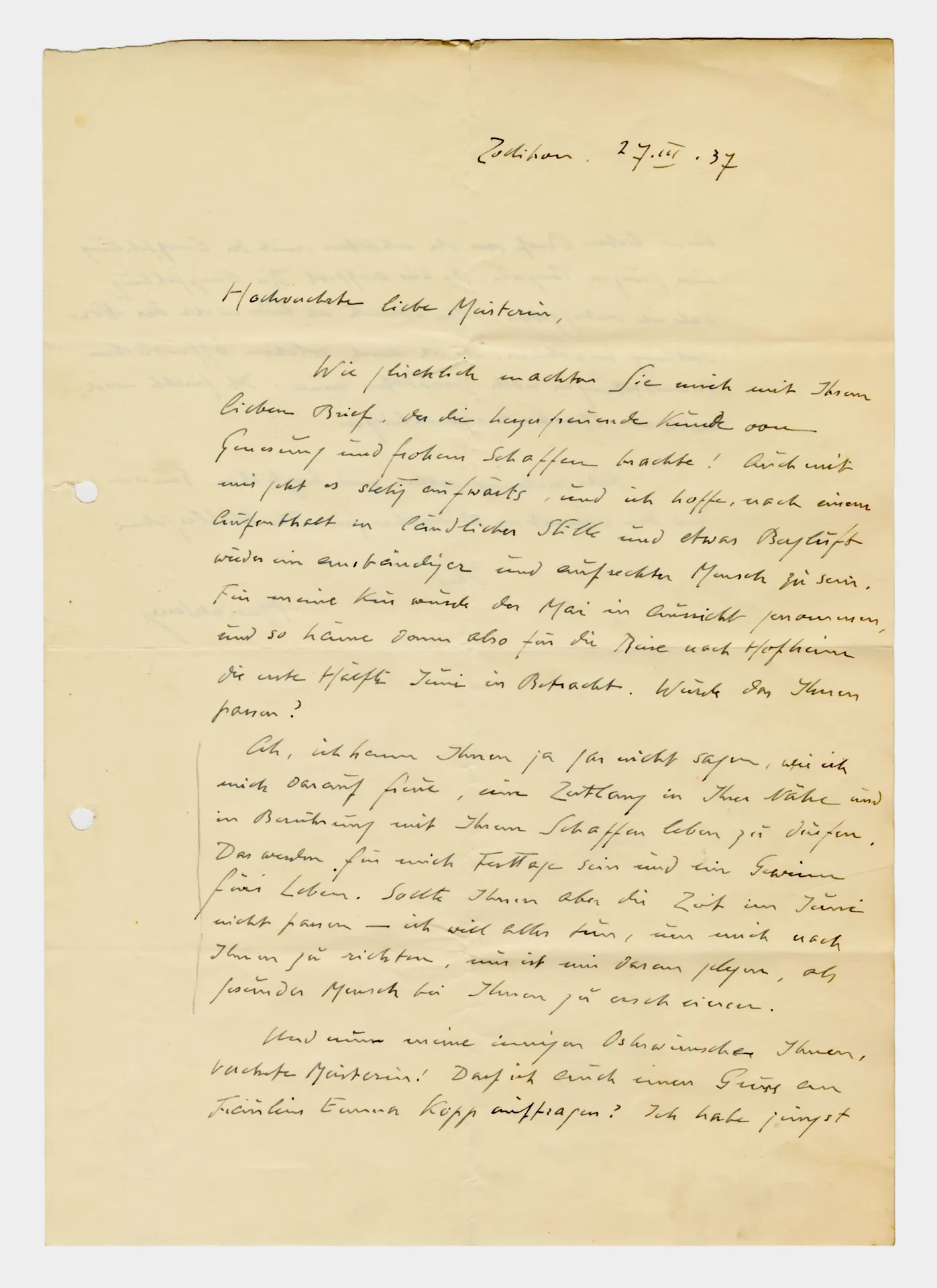 Brief von Maria Waser an Ottilie W. Roederstein, 27. März 1937