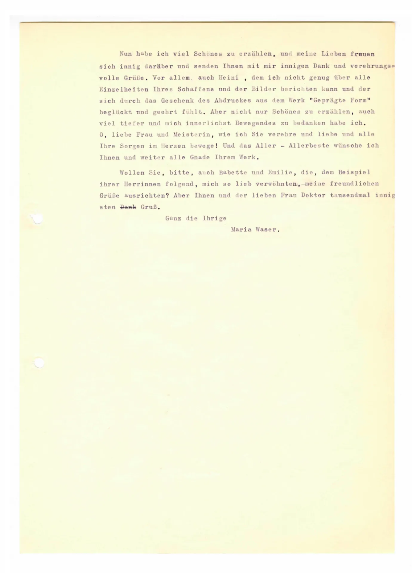 Brief (Transkript) von Maria Waser an Ottilie W. Roederstein, 26. Juni 1937