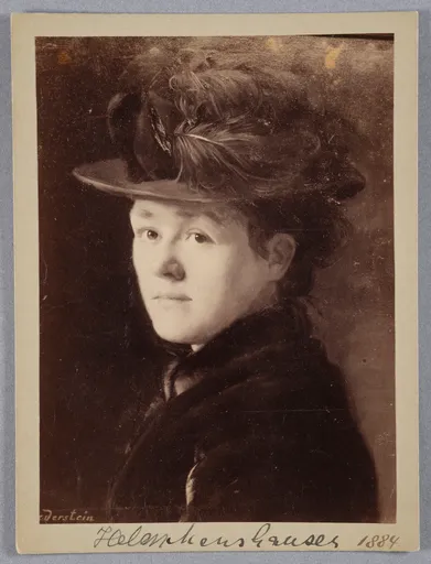 Ottilie W. Roederstein, Frau Menshausen mit Federhut, Gemälde, 1884