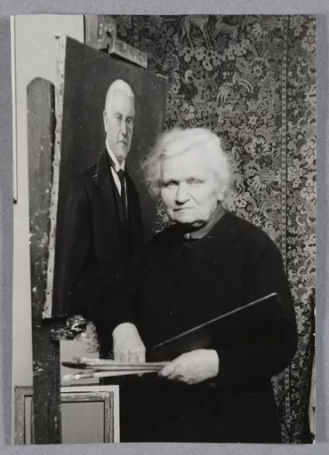 Ottilie W. Roederstein mit dem Bildnis des Hofheimer Bürgermeisters Oskar Meyrer