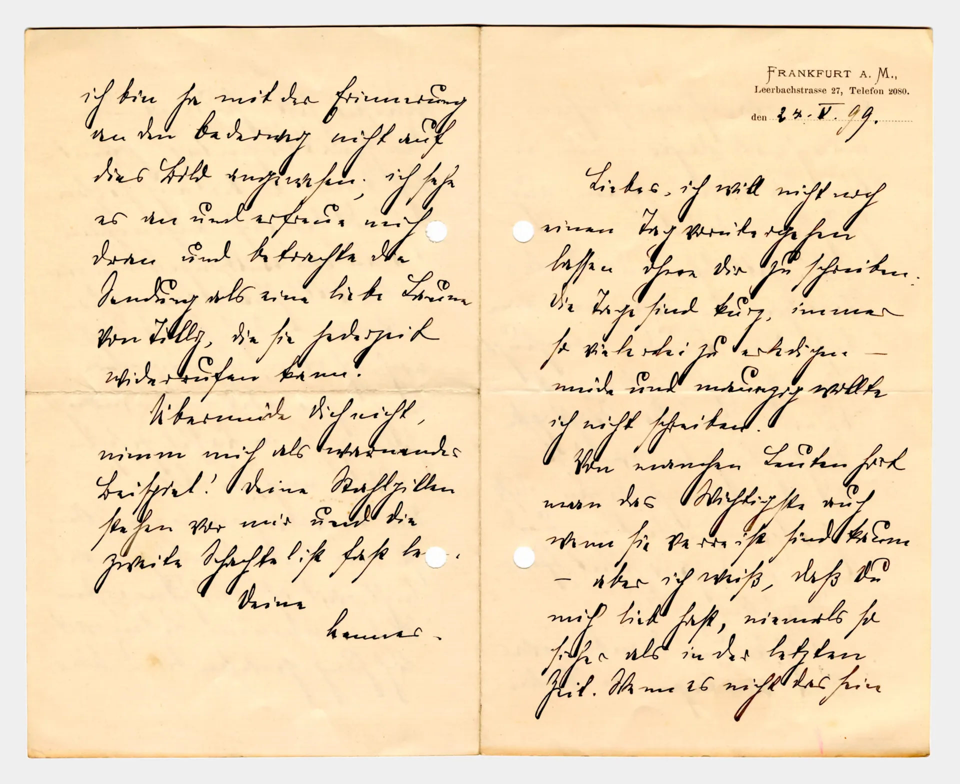 Brief von Anna Edinger an Elisabeth H. Winterhalter, 24. Mai 1899