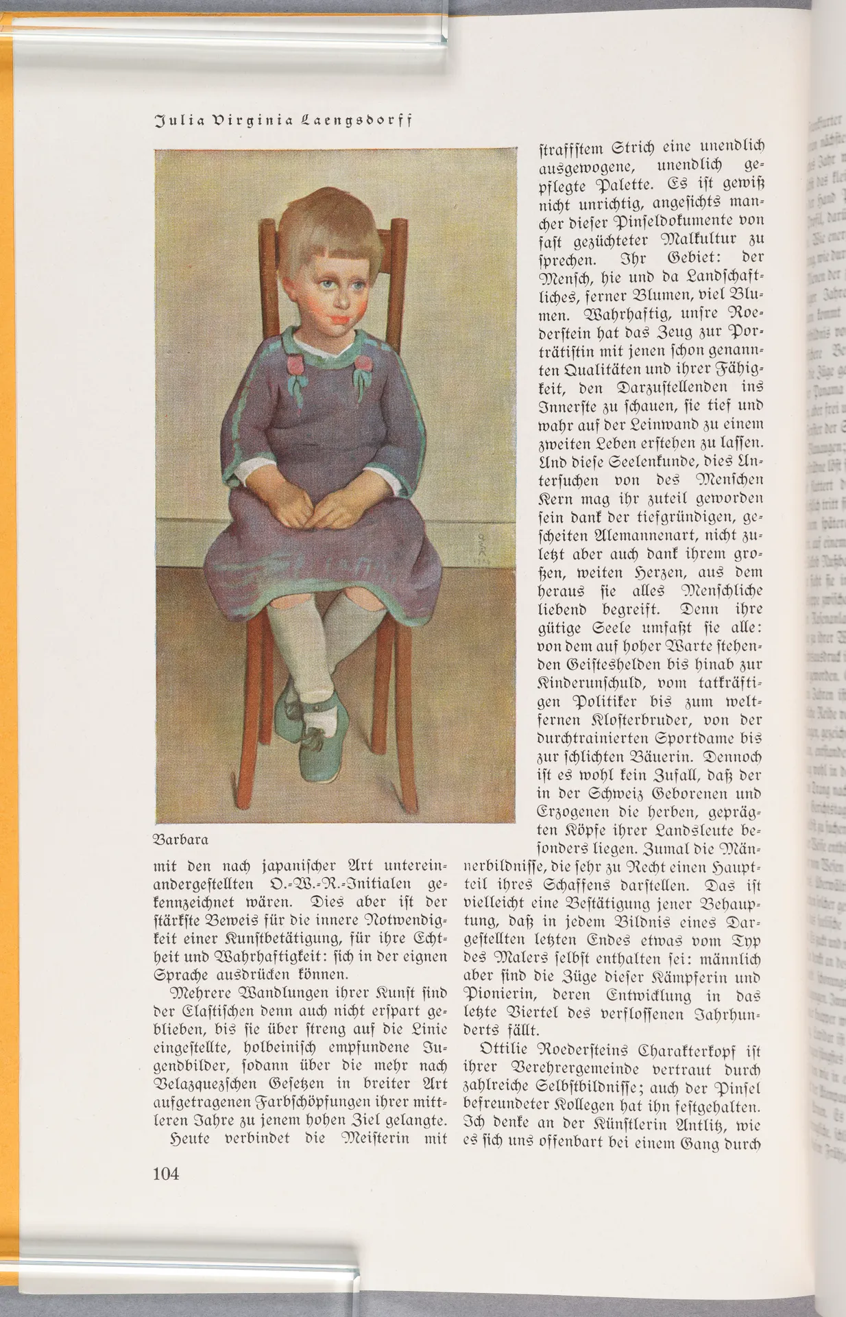 Julia Virginia Laengsdorff, Die Roederstein, in: Westermanns Monatshefte, Sonderabdruck aus dem 74. Jahrgang, September 1929 bis August 1930