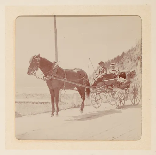 Elisabeth H. Winterhalter in einer Pferdekutsche im Oberengadin