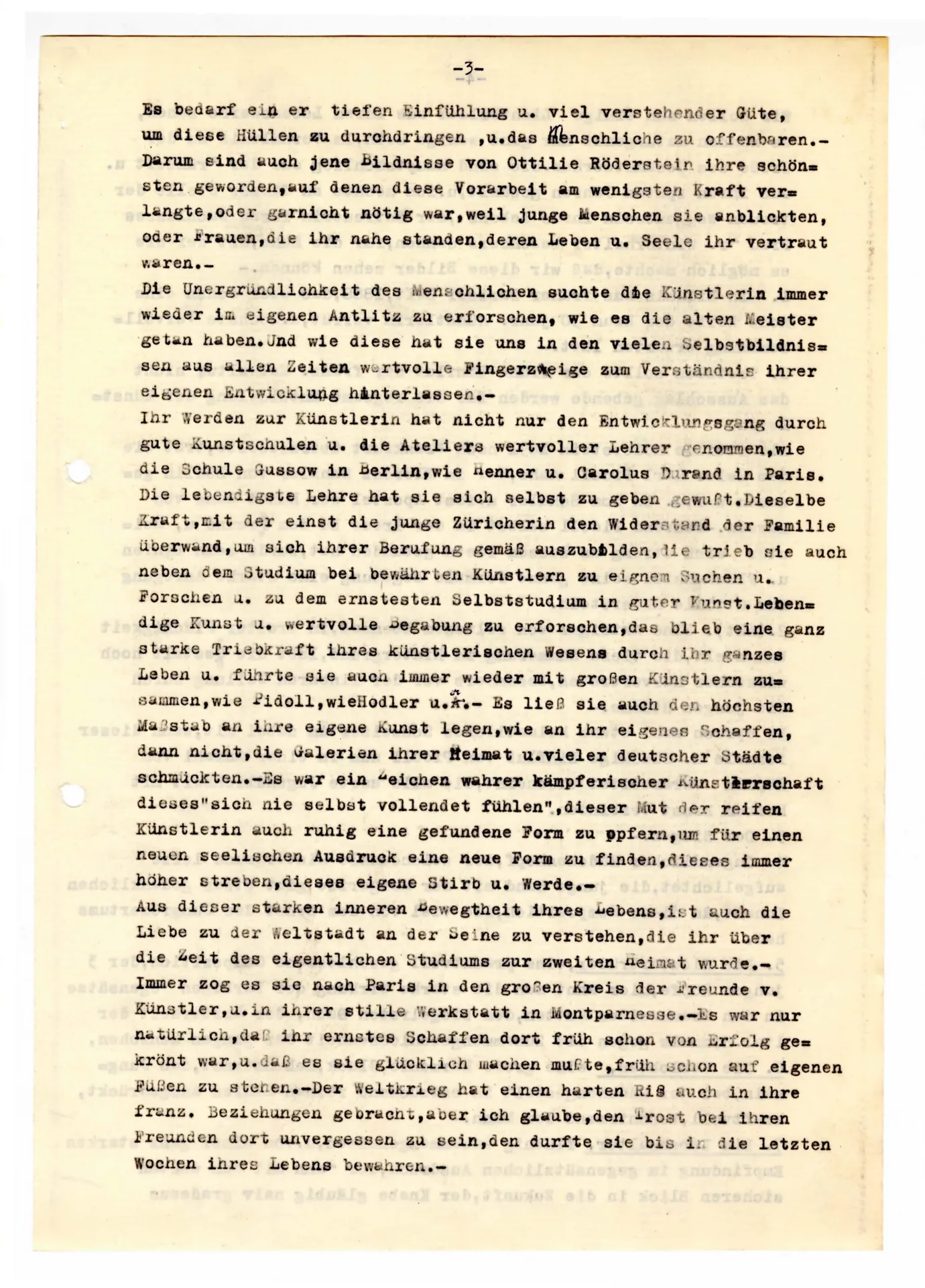 Ottilie W. Roederstein. Worte zu ihrem Gedächtnis, gesprochen am 23. Januar 1938 von Cläre Mehs-Luthmer für die GEDOK Frankfurt (Transkript)