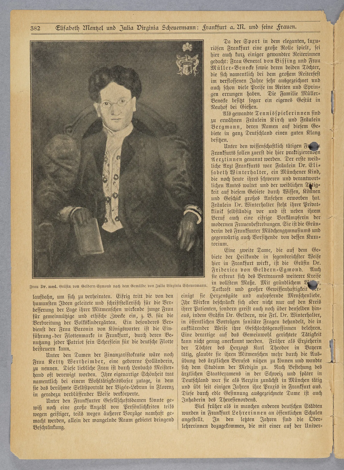 Elisabeth Mentzel und Julia Virginia Laengsdorff, Frankfurt a. M. und seine Frauen, in: Frauen-Rundschau, Jahrgang 8, Heft 14 [1907]