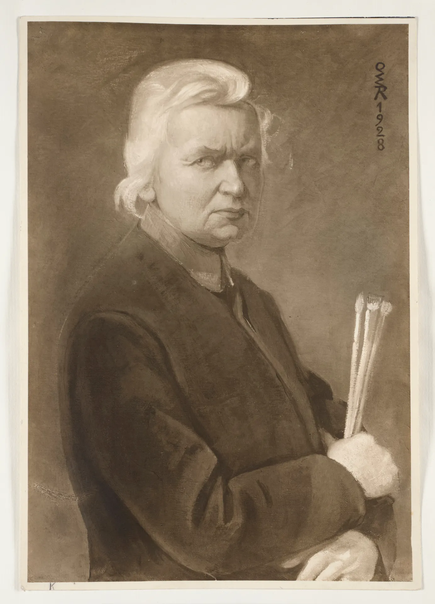 Ottilie W. Roederstein, Selbstbildnis mit Pinseln, Gemälde, 1928