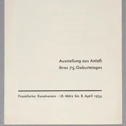 Ottilie W. Roederstein. Ausstellung aus Anlass ihres 75. Geburtstages