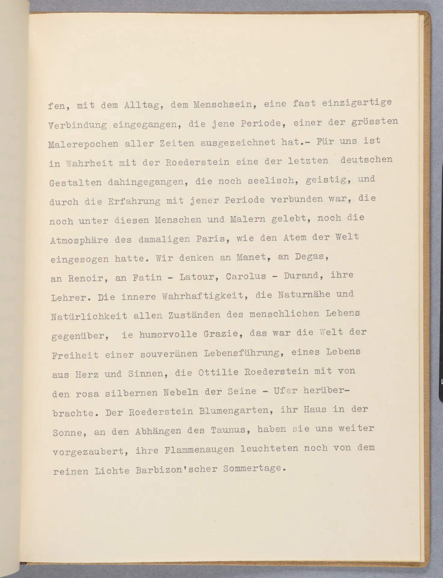 Lilli von Schnitzler-Malinckrodt, Am Sarge Ottilie Roederstein's, Grabrede zum Tod Ottilie W. Roedersteins, mit Widmung an Hanna Bekker vom Rath, 1937