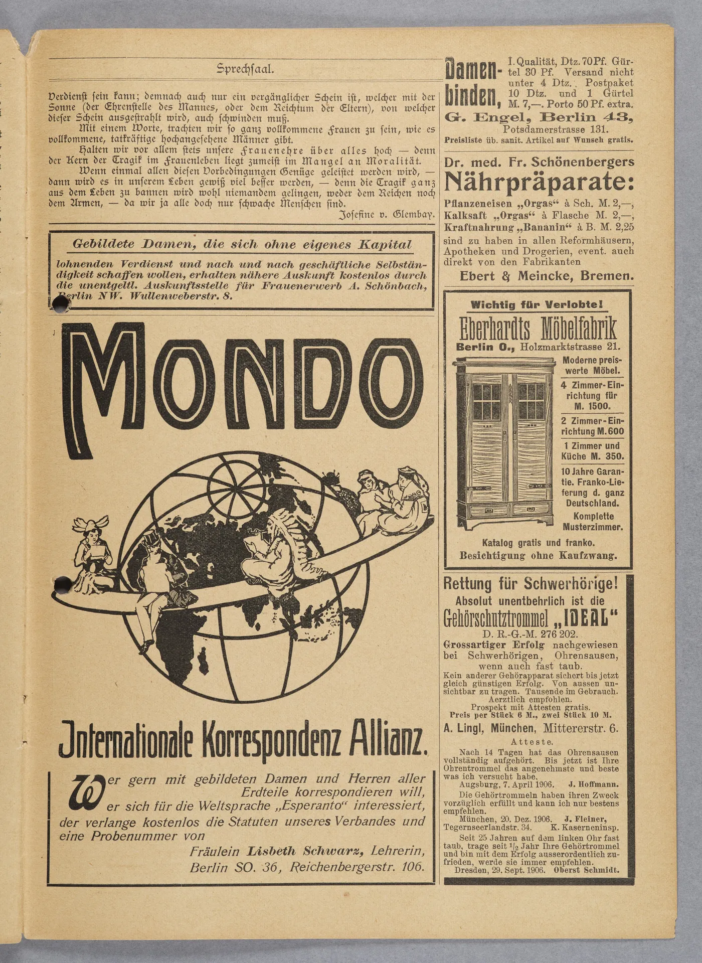 Elisabeth Mentzel und Julia Virginia Laengsdorff, Frankfurt a. M. und seine Frauen, in: Frauen-Rundschau, Jahrgang 8, Heft 14 [1907]