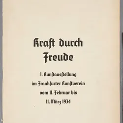 Kraft durch Freude. 1. Kunstausstellung im Frankfurter Kunstverein