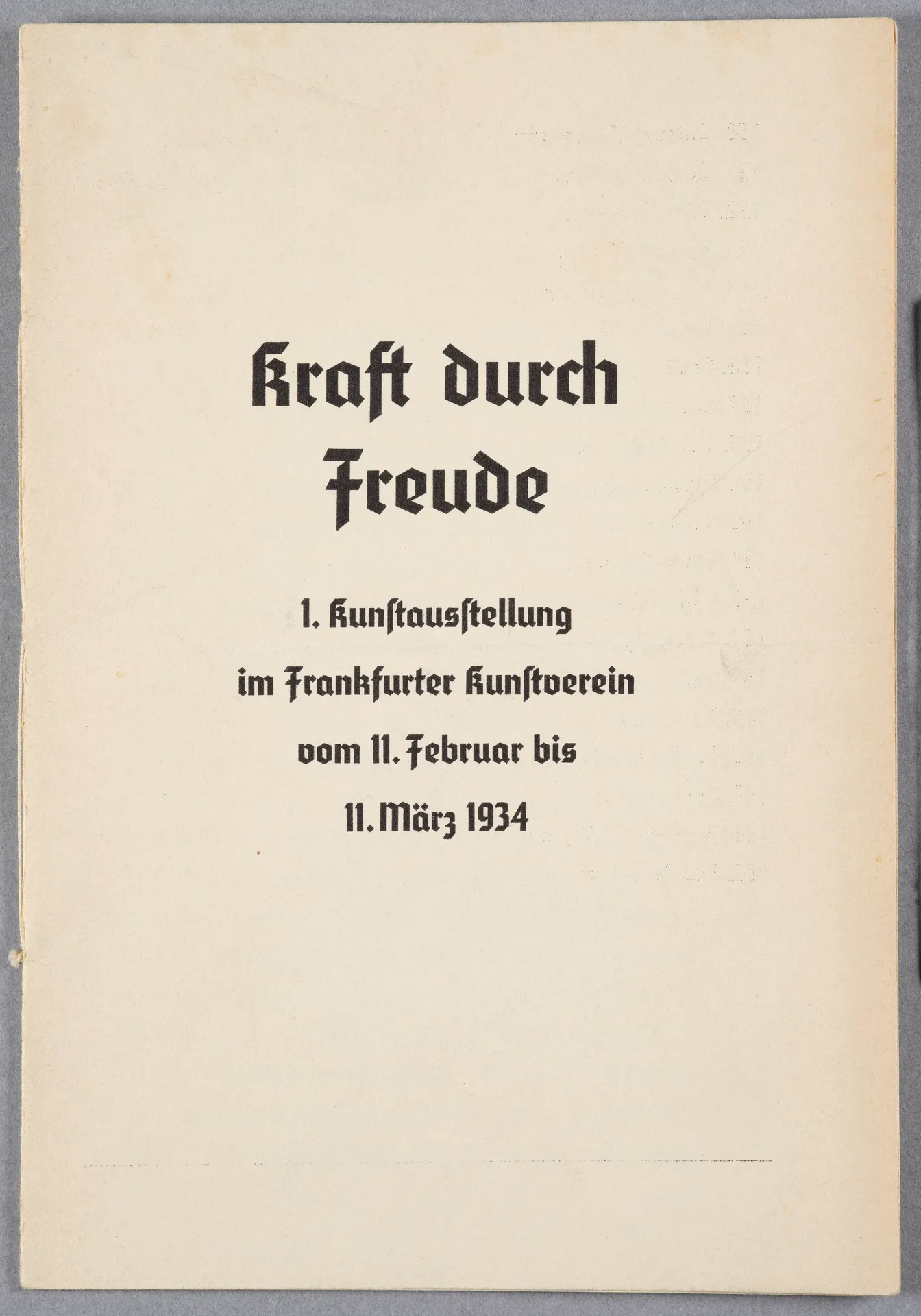 Kraft durch Freude. 1. Kunstausstellung im Frankfurter Kunstverein