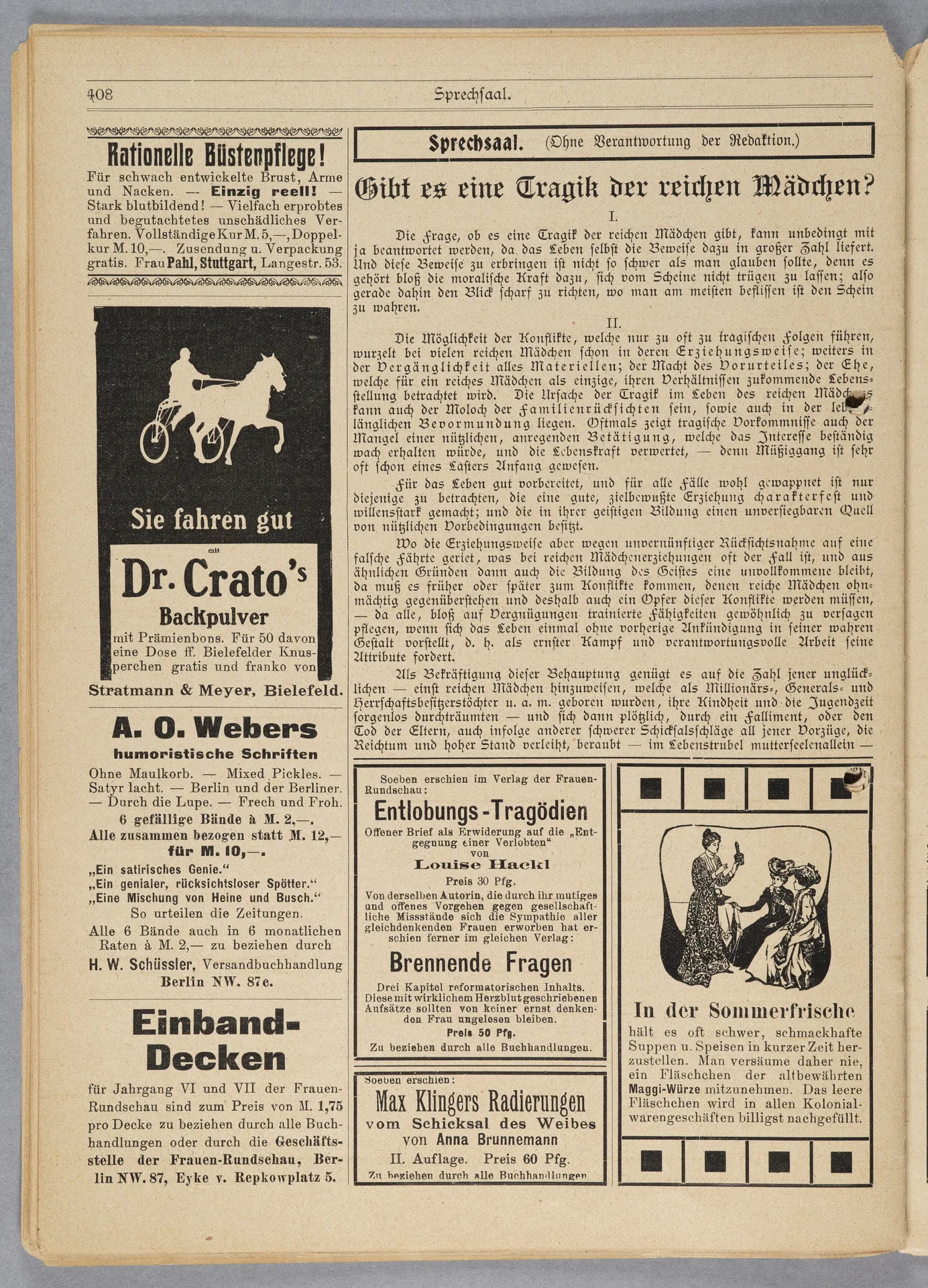 Elisabeth Mentzel und Julia Virginia Laengsdorff, Frankfurt a. M. und seine Frauen, in: Frauen-Rundschau, Jahrgang 8, Heft 14 [1907]