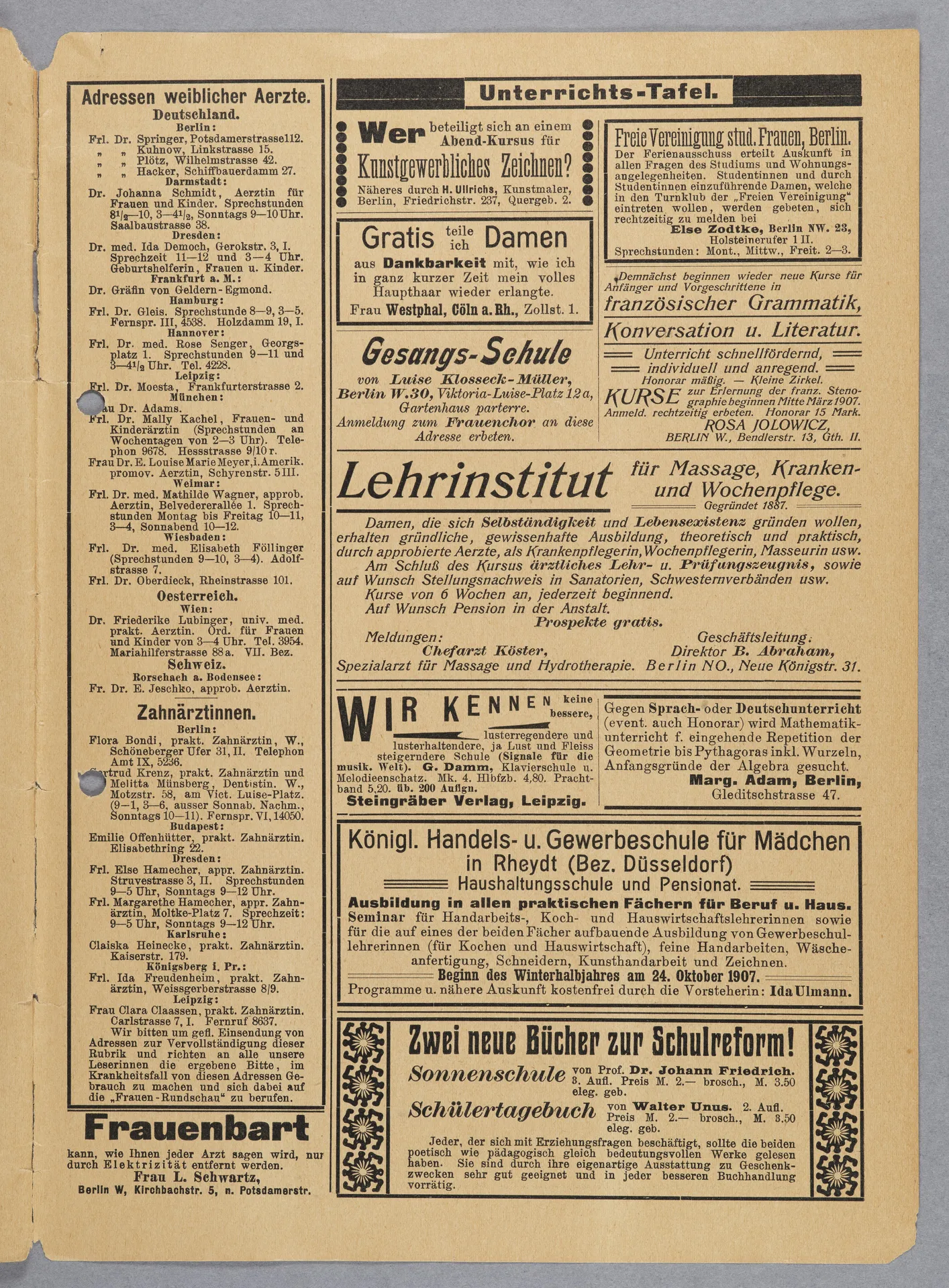 Elisabeth Mentzel und Julia Virginia Laengsdorff, Frankfurt a. M. und seine Frauen, in: Frauen-Rundschau, Jahrgang 8, Heft 14 [1907]