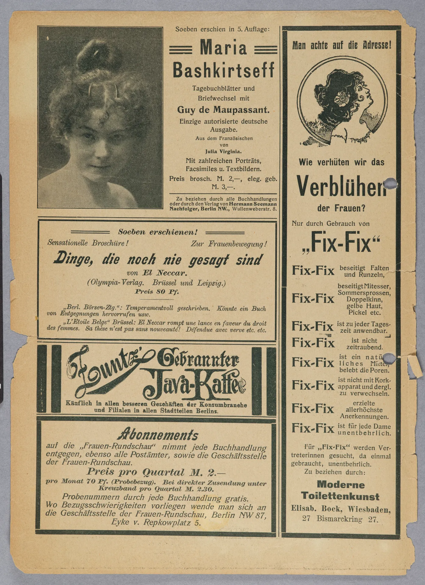 Elisabeth Mentzel und Julia Virginia Laengsdorff, Frankfurt a. M. und seine Frauen, in: Frauen-Rundschau, Jahrgang 8, Heft 14 [1907]