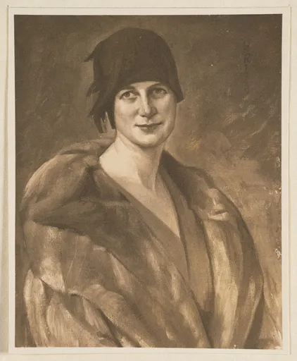 Ottilie W. Roederstein, Hanna Bekker vom Rath mit rotem Hut und Pelzmantel, Gemälde, 1929