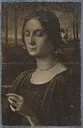 Brief von Ottilie W. Roederstein an Elisabeth H. Winterhalter auf einer Fotografie ihres unfertigen Gemäldes Mädchen mit der Blume