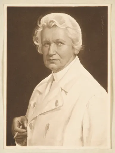 Ottilie W. Roederstein, Selbstbildnis in weißer Leinenjacke, Gemälde, 1933