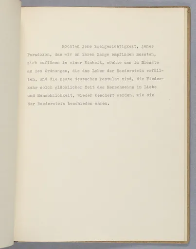 Lilli von Schnitzler-Malinckrodt, Am Sarge Ottilie Roederstein's, Grabrede zum Tod Ottilie W. Roedersteins, mit Widmung an Hanna Bekker vom Rath, 1937