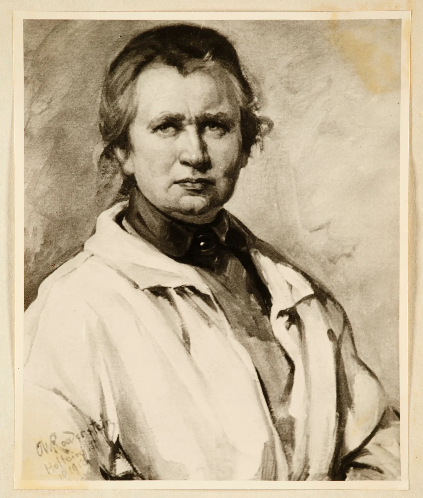 Ottilie W. Roederstein, Selbstbildnis im weißen Malkittel, Gemälde, 1912