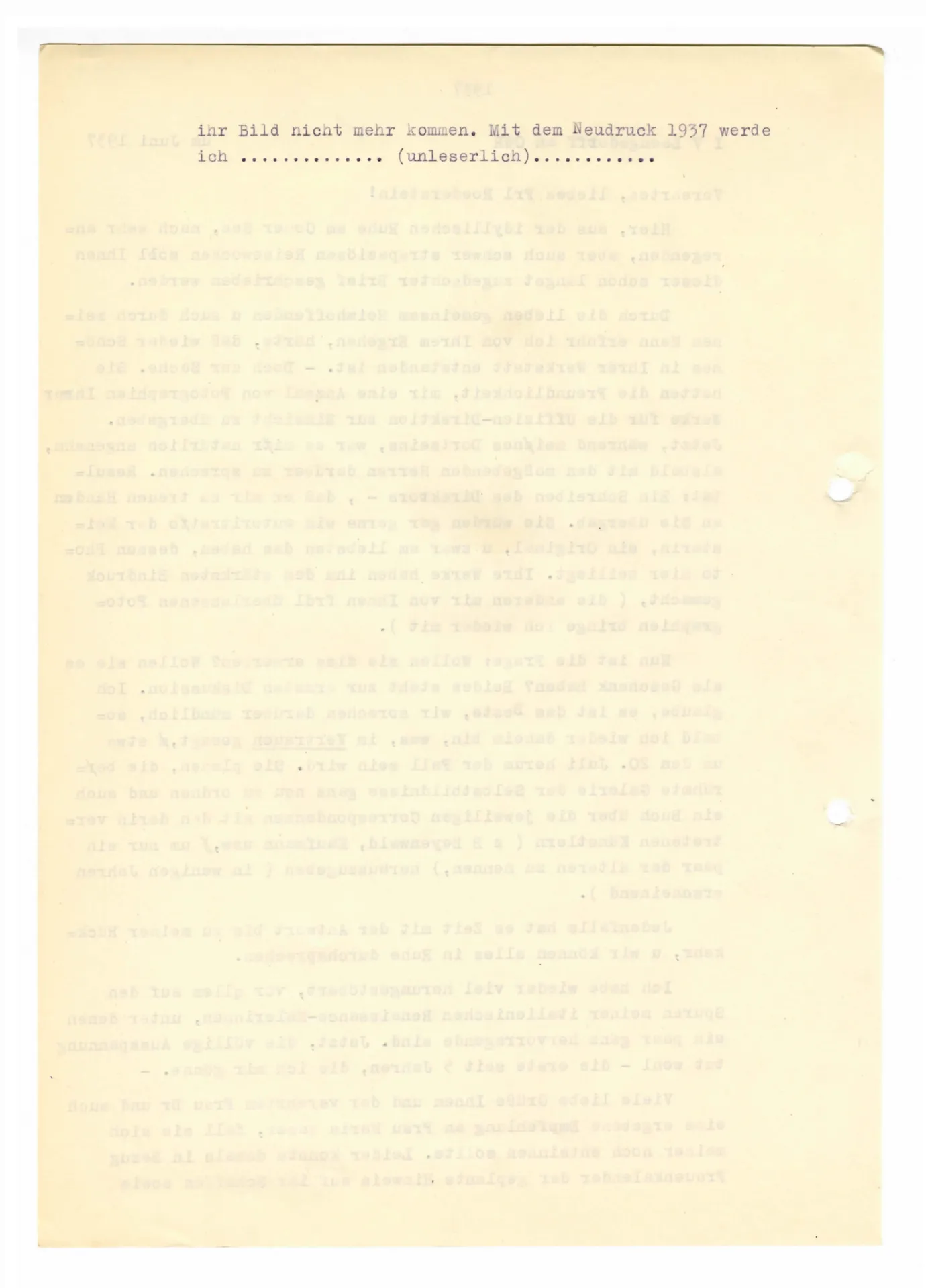 Brief (Transkript) von Julia Virginia Laengsdorff an Ottilie W. Roederstein, Juni 1937