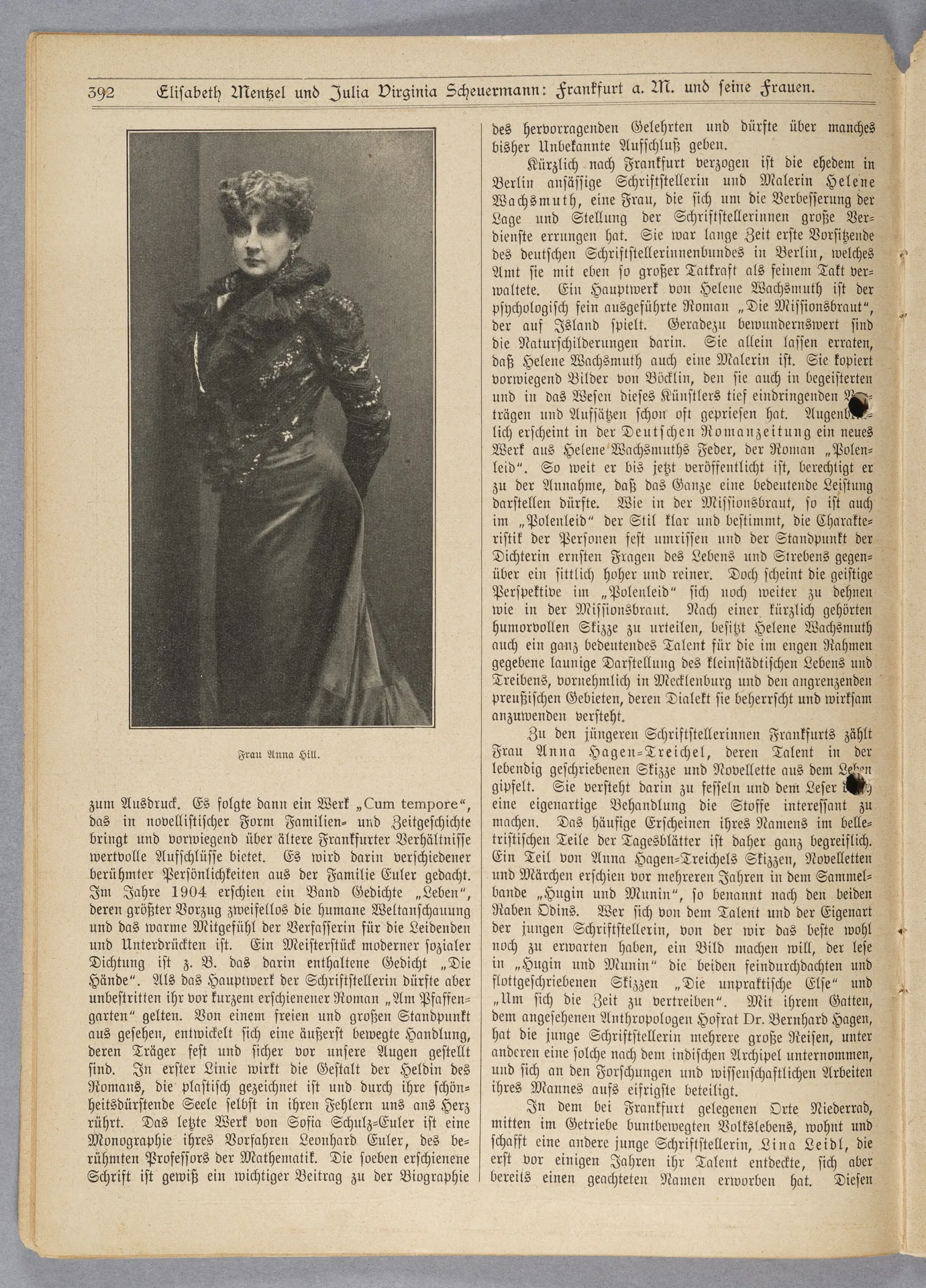 Elisabeth Mentzel und Julia Virginia Laengsdorff, Frankfurt a. M. und seine Frauen, in: Frauen-Rundschau, Jahrgang 8, Heft 14 [1907]