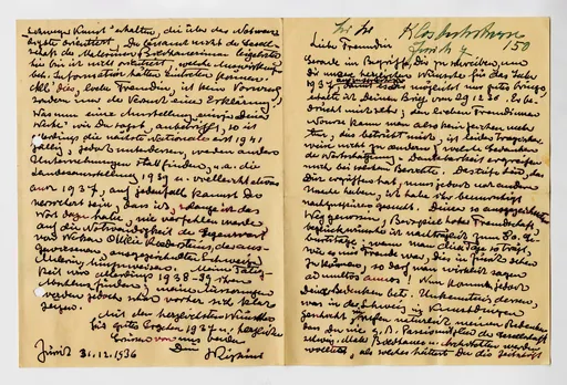 Brief von Sigismund Righini an Ottilie W. Roederstein, 31. Dezember 1936