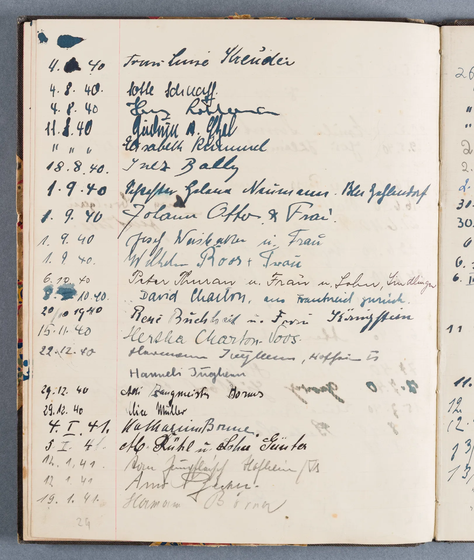 Besucherbuch des Ateliers von Ottilie W. Roederstein in Hofheim am Taunus