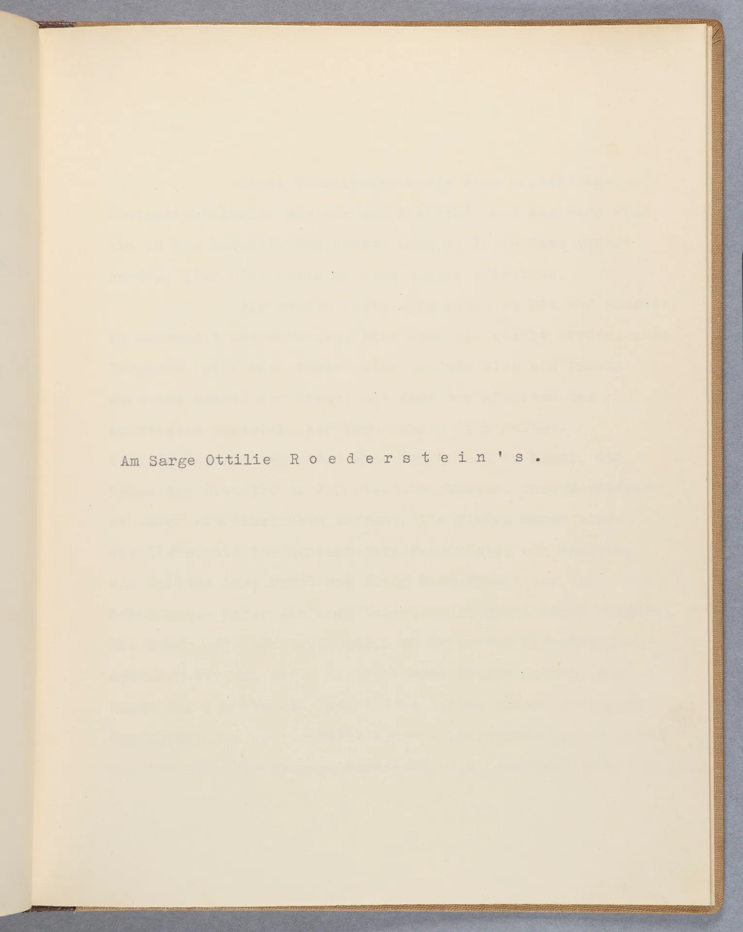 Lilli von Schnitzler-Malinckrodt, Am Sarge Ottilie Roederstein's, Grabrede zum Tod Ottilie W. Roedersteins, mit Widmung an Hanna Bekker vom Rath, 1937