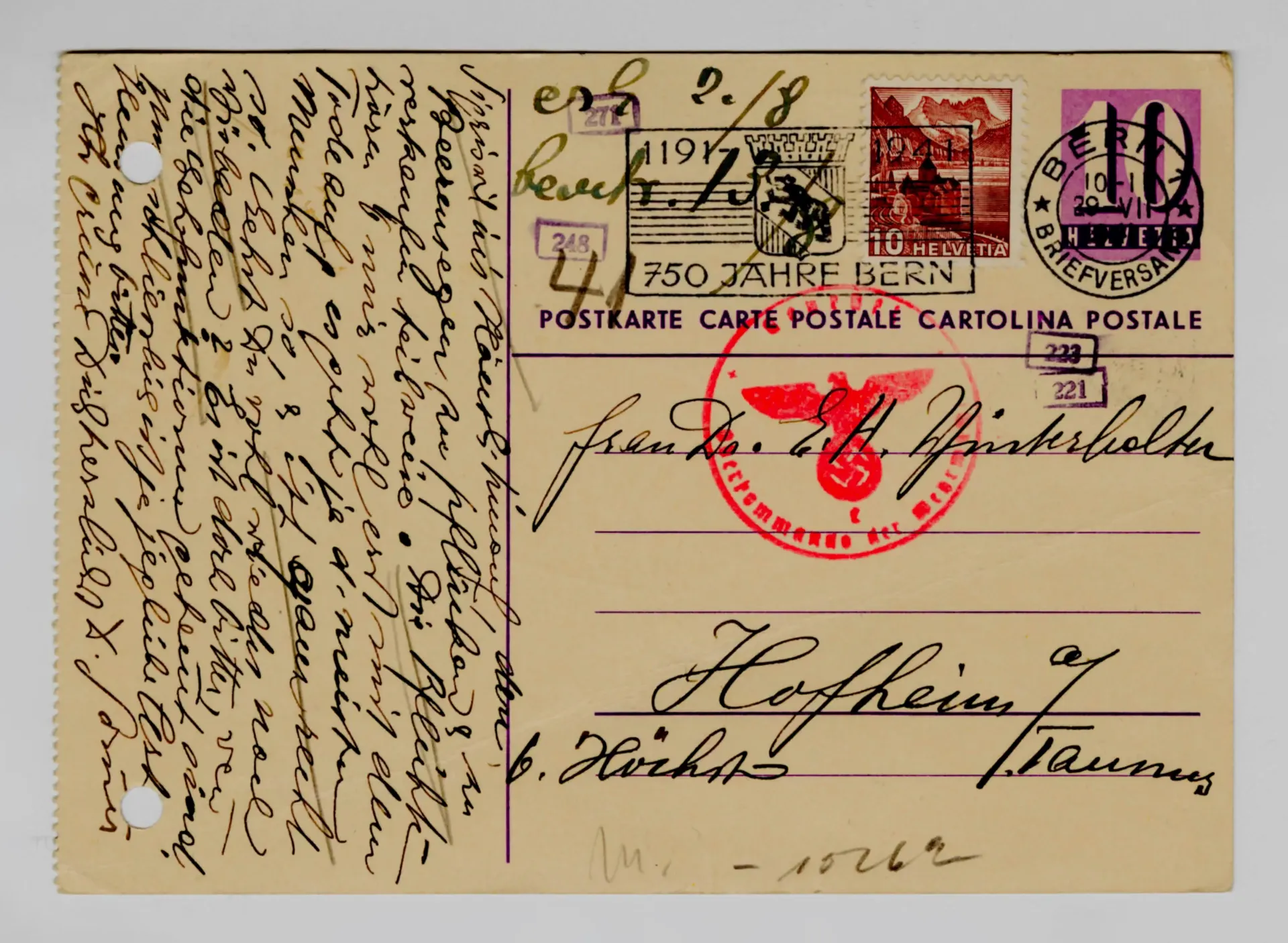 Postkarte von Martha Sommer an Elisabeth H. Winterhalter, 28. Juli 1941